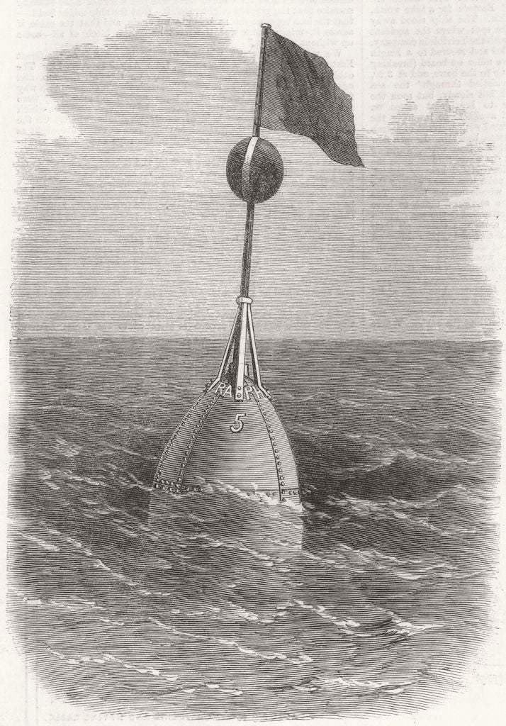 TELEGRAPHS. 1st Buoy marking Cable 1863 old antique vintage print picture